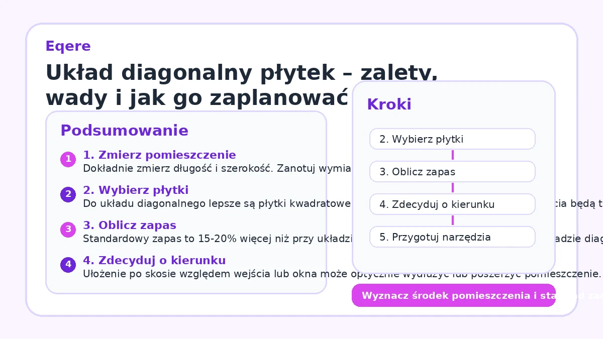 Układ diagonalny płytek – zalety, wady i jak go zaplanować